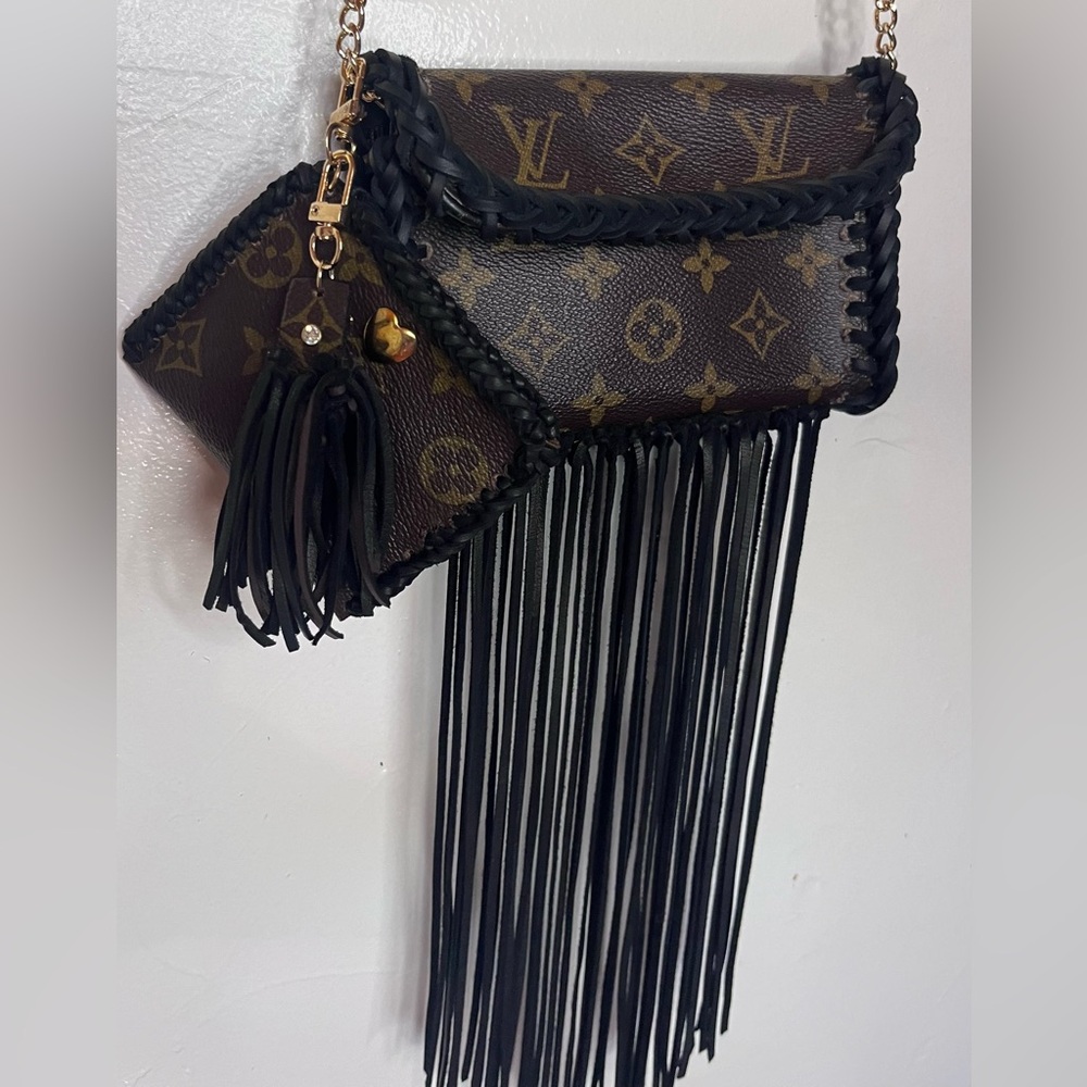 Louis Vuitton Brown and Black Fringe Bag